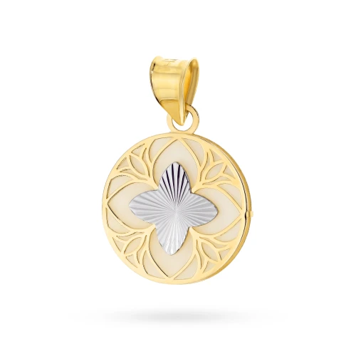 Złota zawieszka diamentowany kwiatek z masą perłową Virino Z374-585-B marko