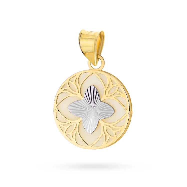 Złota zawieszka diamentowany kwiatek z masą perłową Virino Z374-585-B marko