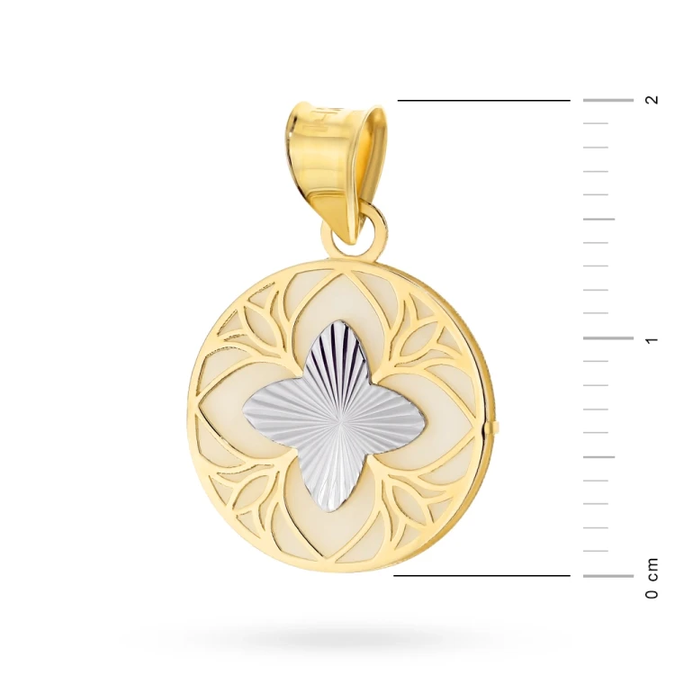 Złota zawieszka diamentowany kwiatek z masą perłową Virino Z374-585-B marko