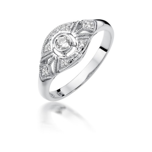Pierścionek z białego złota z brylantami 0,19ct Obietnice