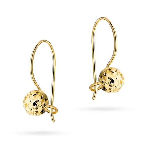 Złote kolczyki diamentowane kulki na biglu Jeso