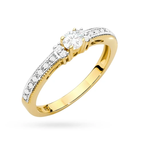 Złoty pierścionek zaręczynowy z brylantami 0,24ct Galaktyki