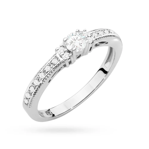 Pierścionek zaręczynowy białe złoto z brylantami 0,24ct Galaktyki