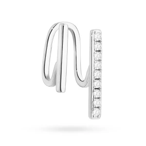 Srebrny kolczyk nausznica z cyrkoniami    fake piercing Soledo