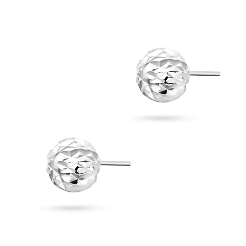 Srebrne klasyczne kolczyki wkrętki diamentowane pół kulki 8mm Jeso K1475-925-S marko