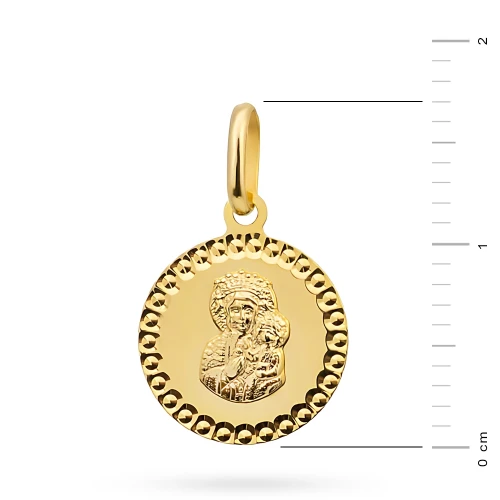 Złoty medalik Matka Boska Częstochowska w zdobionej oprawie