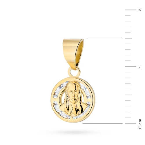 Złoty delikatny medalik z cyrkoniami Jezus Chrystus D120-585 marko