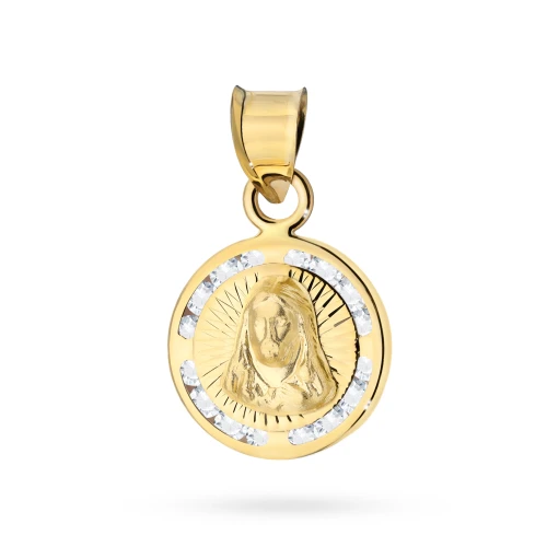 Złoty diamentowany medalik z cyrkoniami Matka Boska D121-585 marko