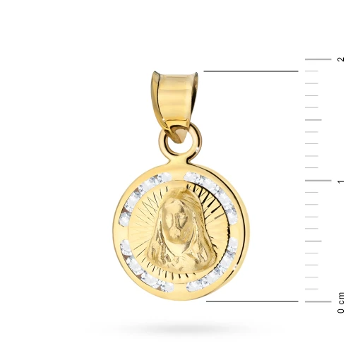 Złoty diamentowany medalik z cyrkoniami Matka Boska D121-585 marko