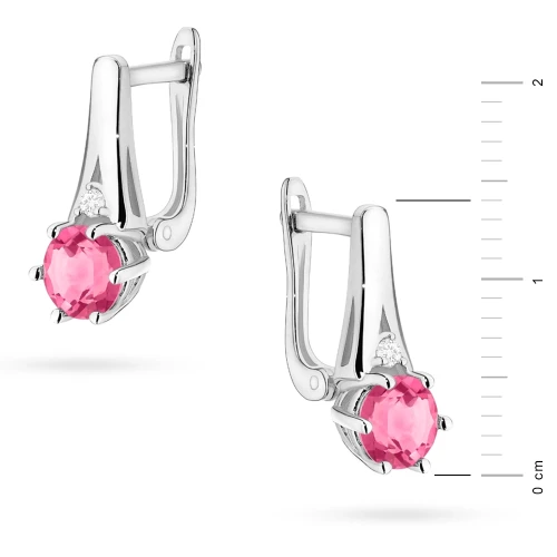 Złote kolczyki na zapięciu angielskim Różowy Topaz 2 x 0,60ct i brylanty białe złoto K0572.B3.TOP.01 marko