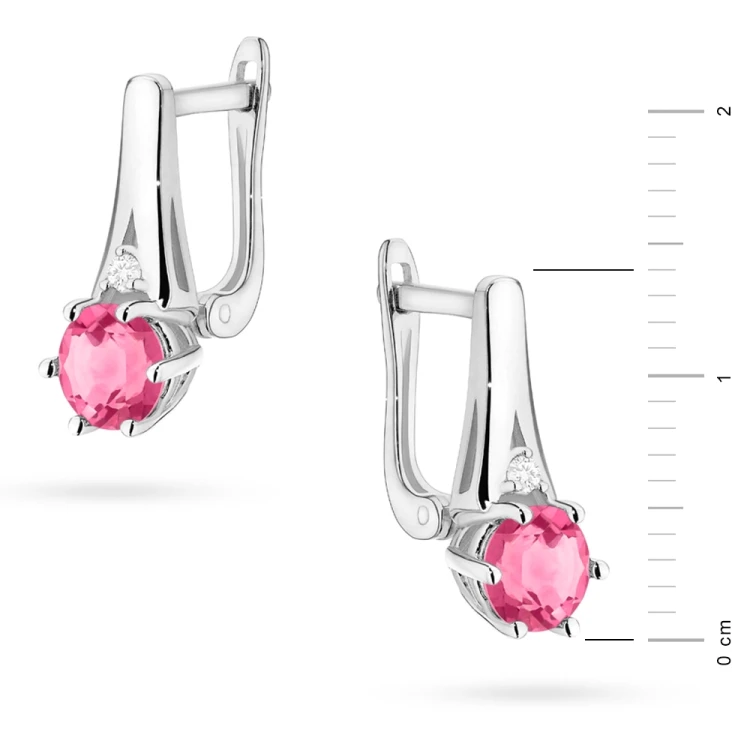Złote kolczyki na zapięciu angielskim Różowy Topaz 2 x 0,60ct i brylanty białe złoto K0572.B3.TOP.01 marko