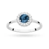 Złoty pierścionek z brylantami i topazem London Blue 0,50ct białe złoto kwiatek Kultowa W0572.B3.TOL.01 marko