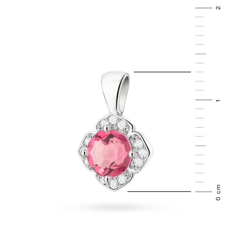 Złota zawieszka w kształcie kwiatka brylanty i różowy topaz białe złoto Z0571.B3.TOP.01 marko