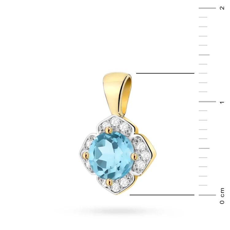Złota zawieszka w kształcie kwiatka brylanty i topaz żółte złoto Z0571.Z3.TOB.01 marko