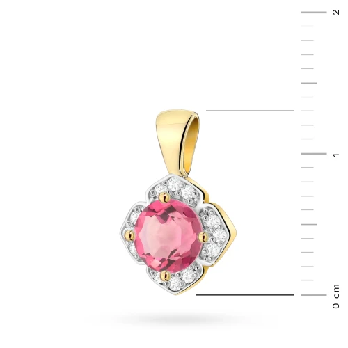 Złota zawieszka w kształcie kwiatka brylanty i różowy topaz żółte złoto Z0571.Z3.TOP.01 marko