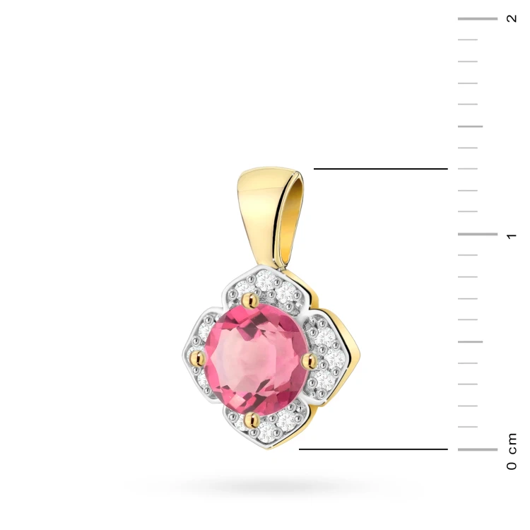 Złota zawieszka w kształcie kwiatka brylanty i różowy topaz żółte złoto Z0571.Z3.TOP.01 marko