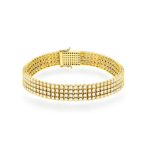 Bransoletka tenisowa z żółtego złota  cztery rzędy diamentów laboratoryjnych Lab Diamonds