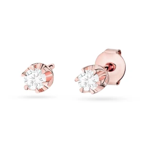 Klasyczne kolczyki sztyft z diamentami laboratoryjnymi 2 x 0,10ct różowe złoto Lab Diamonds