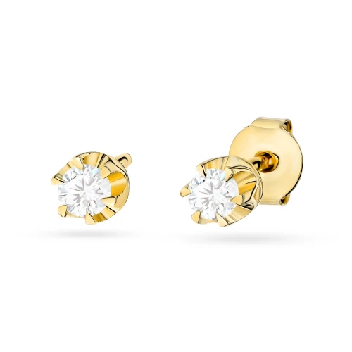 Klasyczne kolczyki sztyft z diamentami laboratoryjnymi 2 x 0,10ct żółte złoto Lab Diamonds