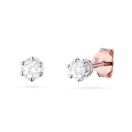 Klasyczne kolczyki sztyft z diamentami laboratoryjnymi 2 x 0,15ct różowe złoto Lab Diamonds