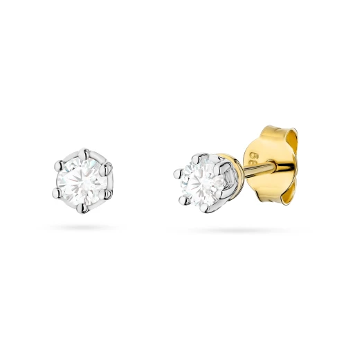 Klasyczne kolczyki sztyft z diamentami laboratoryjnymi 2 x 0,15ct żółte złoto Lab Diamonds