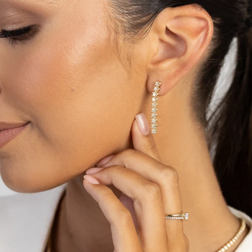 Klasyczne kolczyki sztyft z diamentami  laboratoryjnymi żółte złoto Lab Diamonds