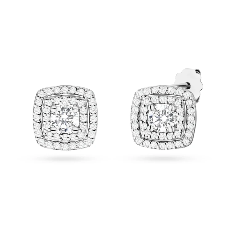 Klasyczne kolczyki kwadraty sztyft z diamentami laboratoryjnymi białe złoto Lab Diamonds K0506.B3.LDW.01 marko