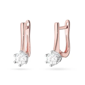 Klasyczne kolczyki z diamentami laboratoryjnymi 2 x 0,30ct różowe złoto Lab Diamonds