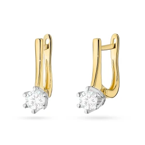 Klasyczne kolczyki z diamentami laboratoryjnymi 2 x 0,30ct żółte złoto Lab Diamonds