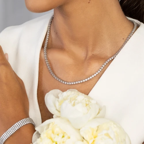 Naszyjnik kolia z białego złota  z diamentami laboratoryjnymi Lab Diamonds