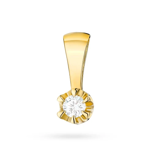 Złota klasyczna zawieszka z diamentem  laboratoryjnym 0,10ct Lab Diamonds