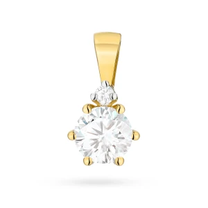 Złota klasyczna zawieszka z diamentem  laboratoryjnym 0,50ct Lab Diamonds