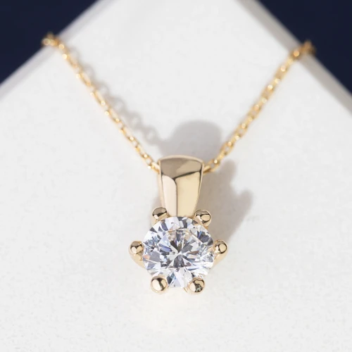 Złota klasyczna zawieszka z diamentem  laboratoryjnym 0,30ct Lab Diamonds