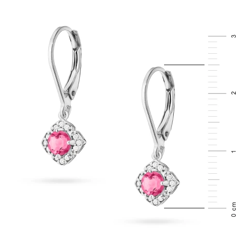 Kolczyki z białego złota długie wiszące różowy topaz i brylanty kwiat Kultowa K0571.B3.TOP.01 marko
