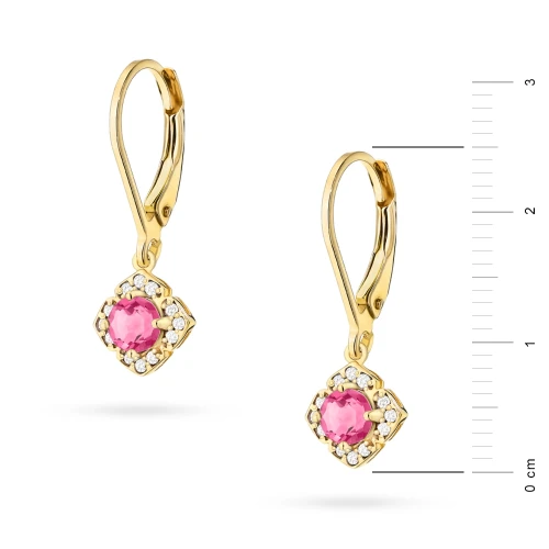 Kolczyki z żółtego złota długie wiszące różowy topaz i brylanty kwiat Kultowa K0571.Z3.TOP.01 marko