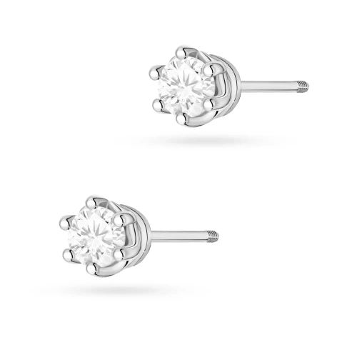 Klasyczne kolczyki z białego złota z brylantami 0,80ct sztyft zakręcany labret