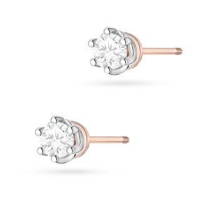 Klasyczne kolczyki z różowego złota z brylantami 0,80ct sztyft zakręcany labret