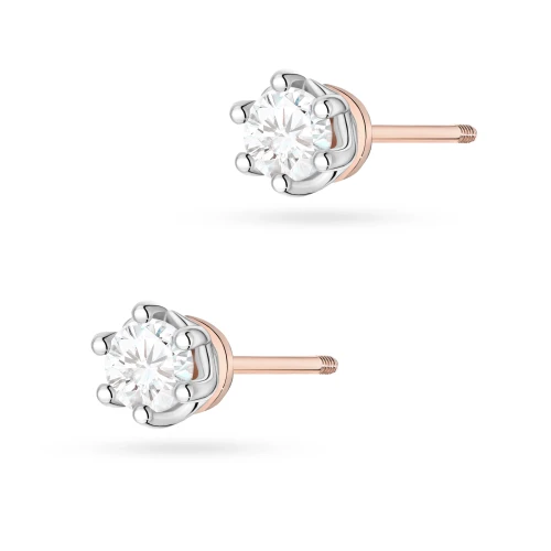Klasyczne kolczyki z różowego złota z brylantami 0,80ct sztyft zakręcany labret