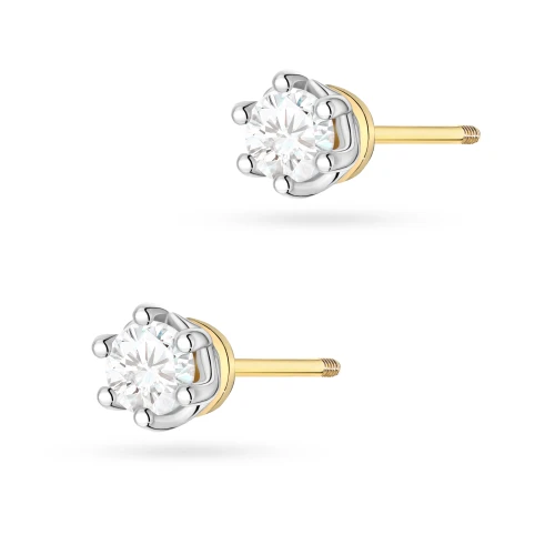 Klasyczne kolczyki ze złota z brylantami 0,80ct sztyft zakręcany labret