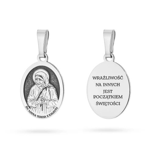 Srebrny żłobiony medalik Święta Matka Teresa z Kalkuty D131-925-S marko