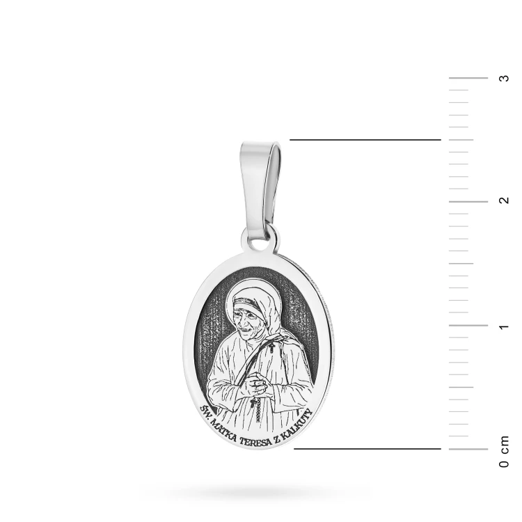 Srebrny żłobiony medalik Święta Matka Teresa z Kalkuty D131-925-S marko