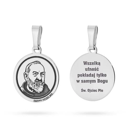 Srebrny żłobiony medalik Święty Ojciec    Pio