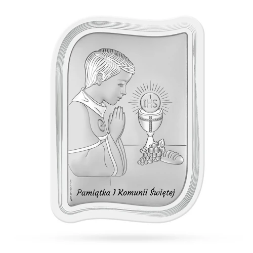 Panel na pamiątkę I Komunii Św. z chłopczykiem i tekstem OB0401 marko