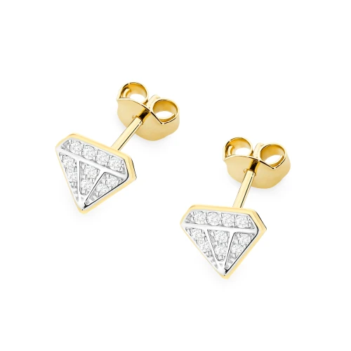 Złote kolczyki w kształcie brylantów z diamentami K0504.Z3.DIW.01 marko