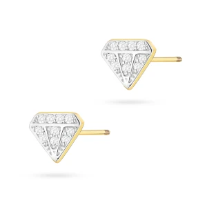 Kolczyki ze złota w kształcie brylantów z diamentami sztyft zakręcany labret