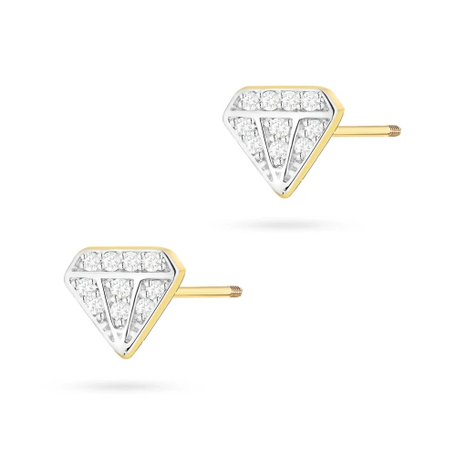 Kolczyki ze złota w kształcie brylantów z diamentami sztyft zakręcany labret