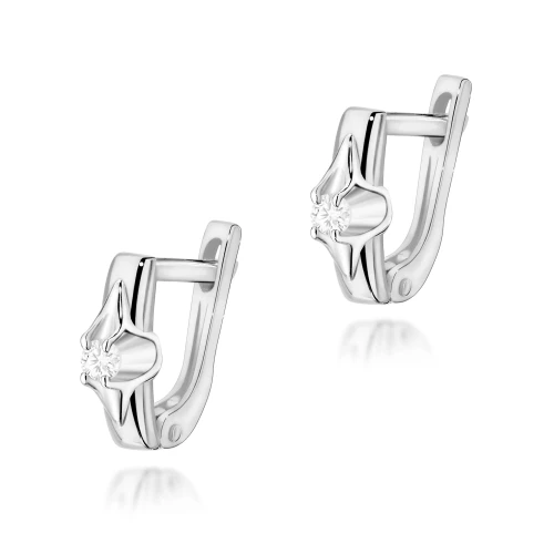 Złote kolczyki z brylantami 0,08ct klasyczne z białego złota