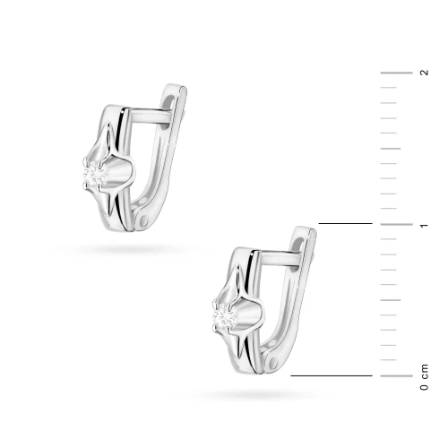 Złote kolczyki z brylantami 0,08ct klasyczne z białego złota