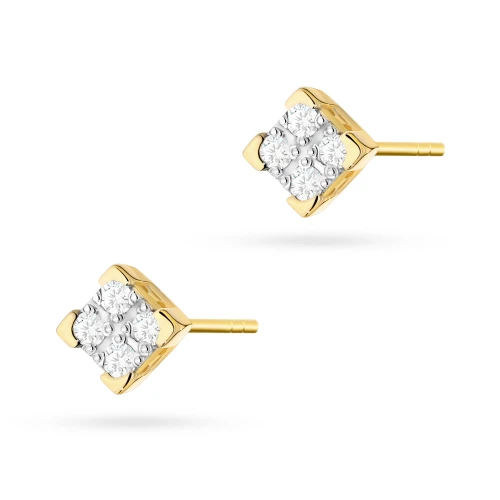Złote kolczyki kwadraty z brylantami 0,16ct Premio K0402.Z3.DIW.01 marko