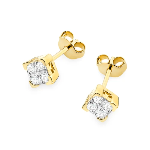 Złote kolczyki kwadraty z brylantami 0,16ct Premio K0402.Z3.DIW.01 marko
